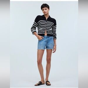 Madewell Relaxed Mid-Length Denim Shorts in Bonavie Wash: Raw-Hem Edition
